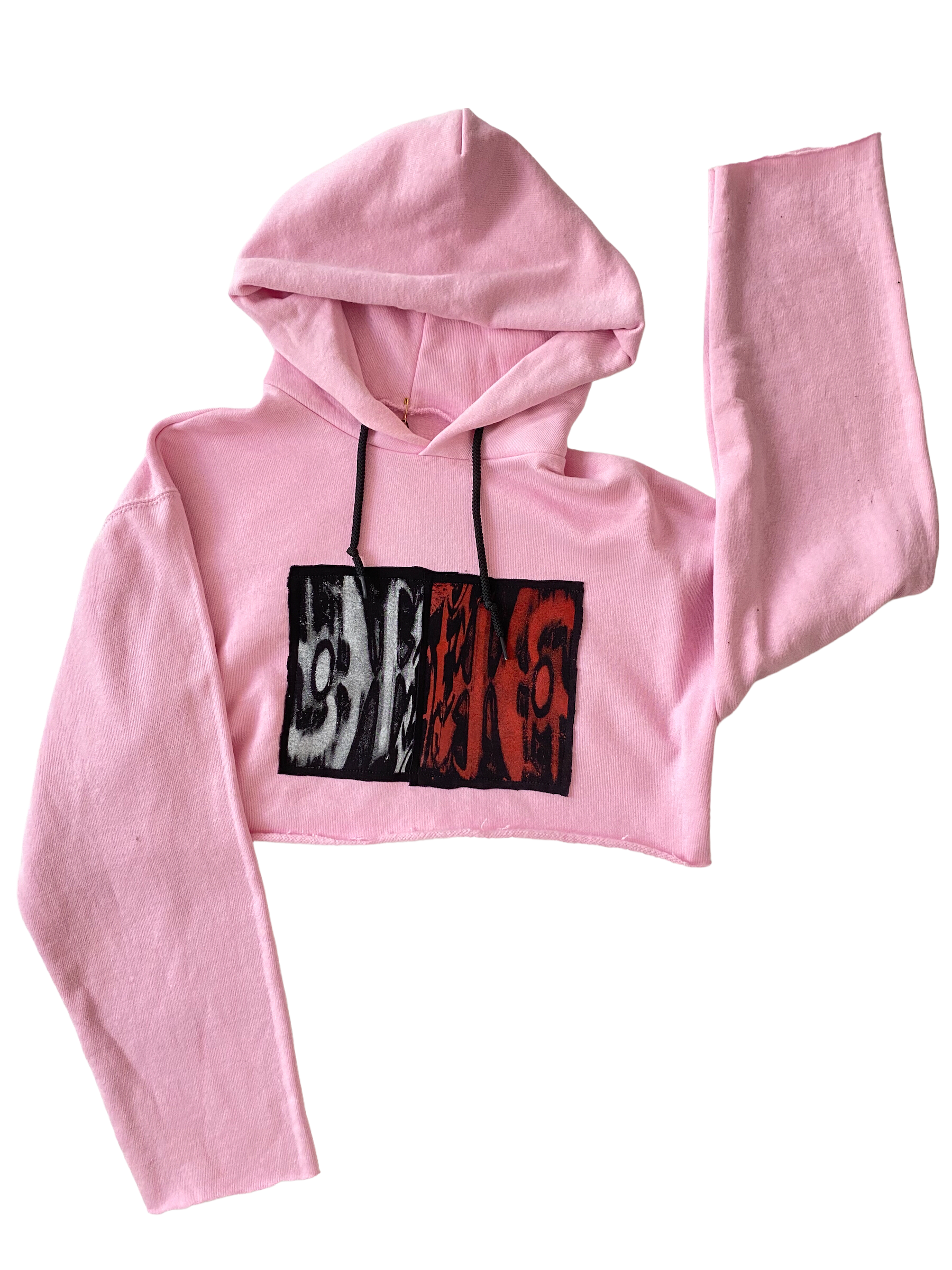 CROPPED HOODIE W OBIES PATCHES PINK
