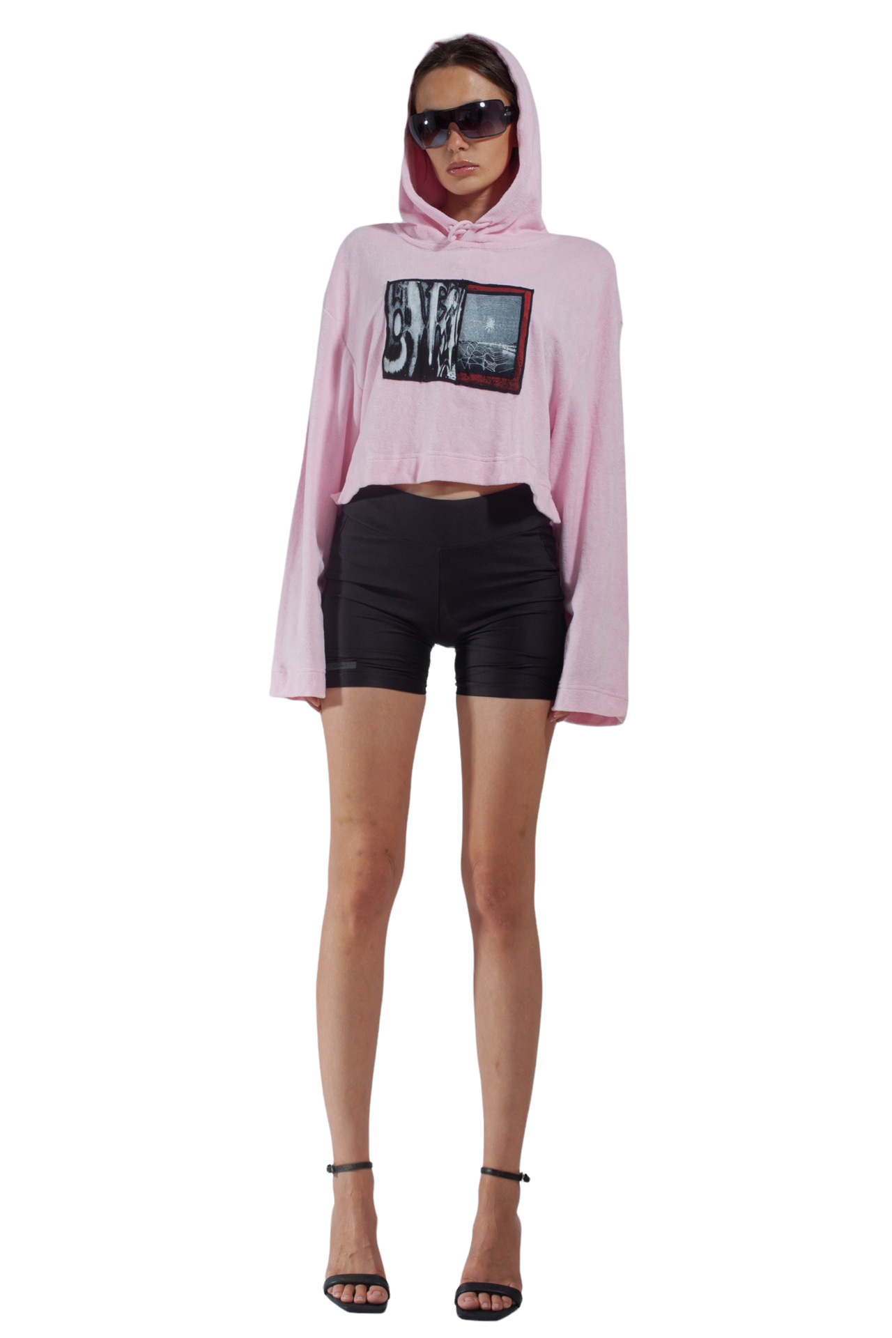WD CROPPED HOODIE W OBIES PATCHES PINK