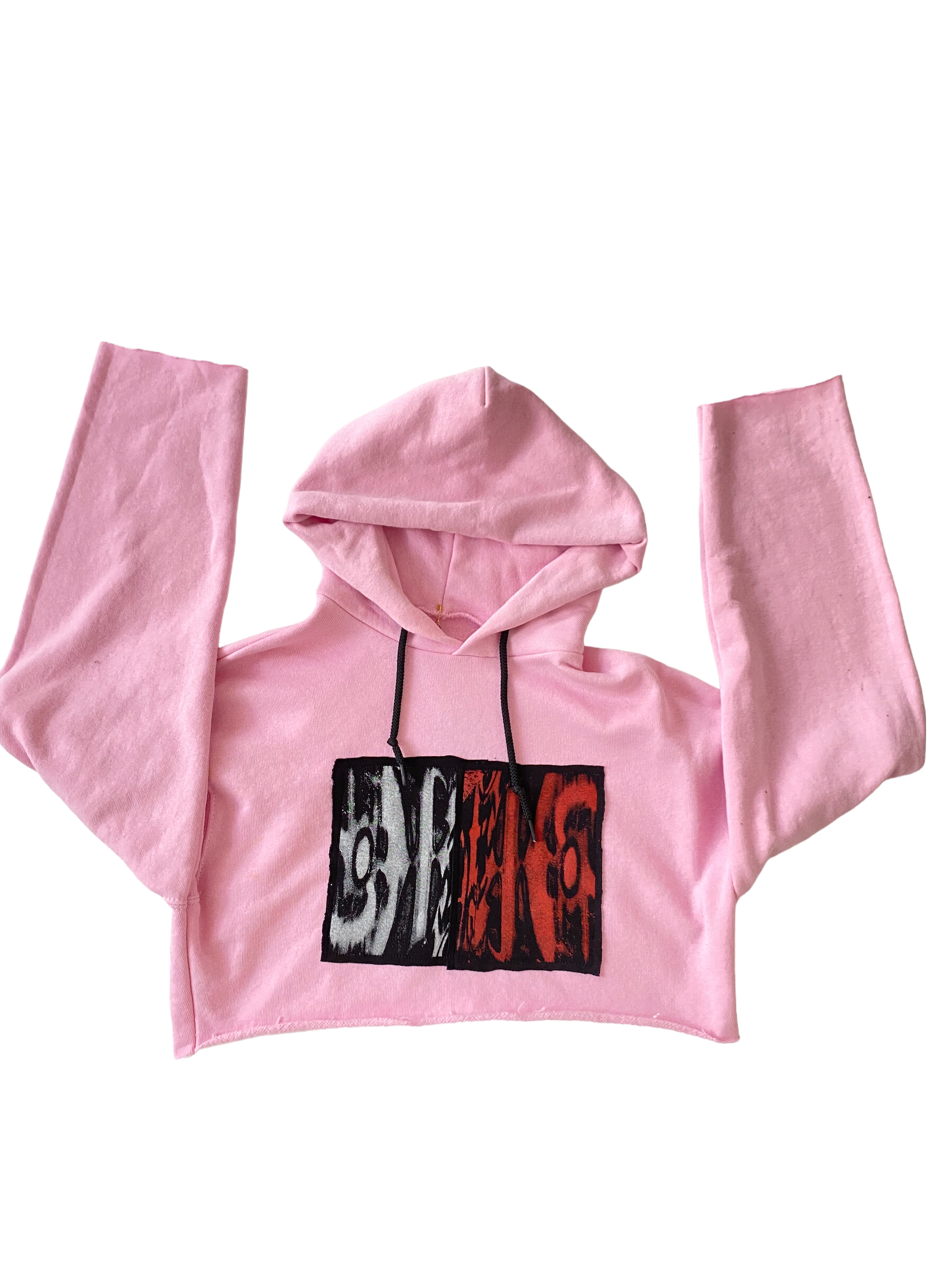 CROPPED HOODIE W OBIES PATCHES PINK
