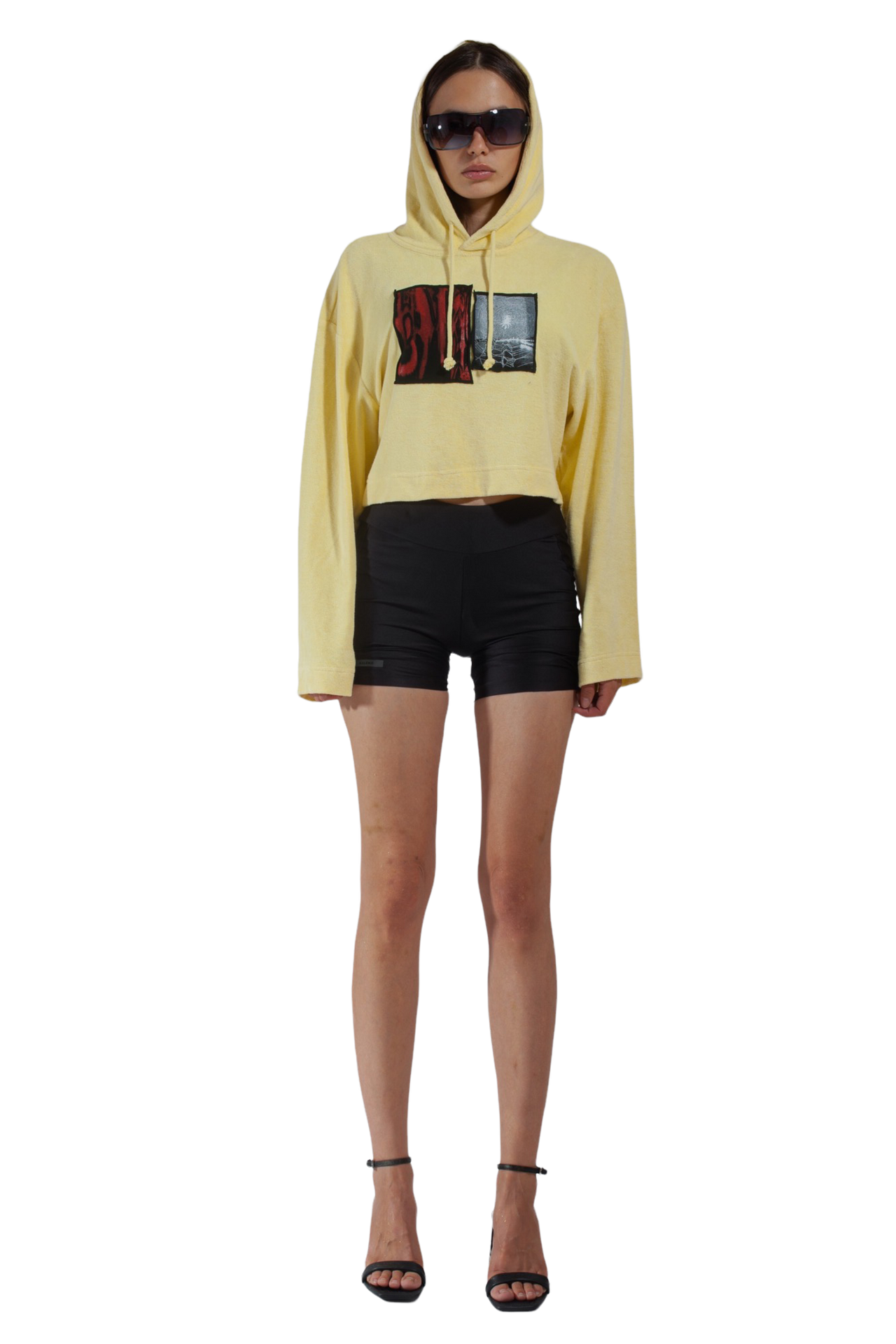 WD CROPPED HOODIE W OBIES PATCHES YELLOW